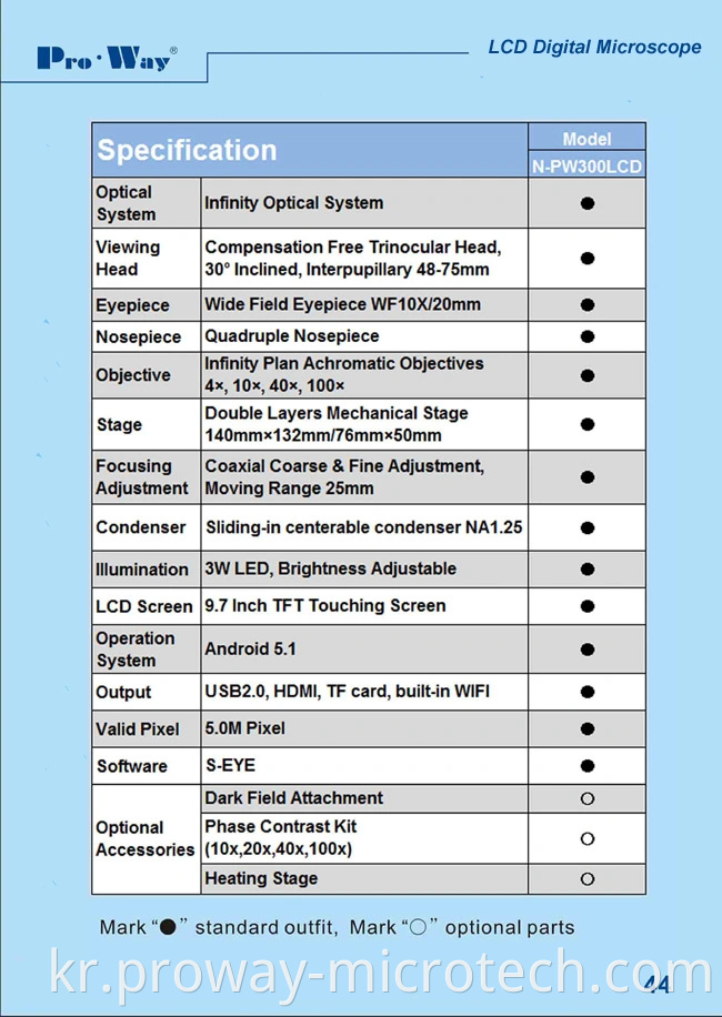 소프트웨어를 사용한 전문 LCD 디지털 스크린 생물학적 현미경 (N-PW300LCD)